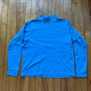 L.L. Bean Women’s Baby Blue Mockneck Long Sleeve Cotton Shirt Layering M Reg